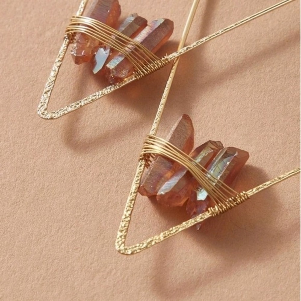 Womens boho Crystal gold hoop wire cute lightweight dainty earrings 💖2/$30 - Picture 5 of 14